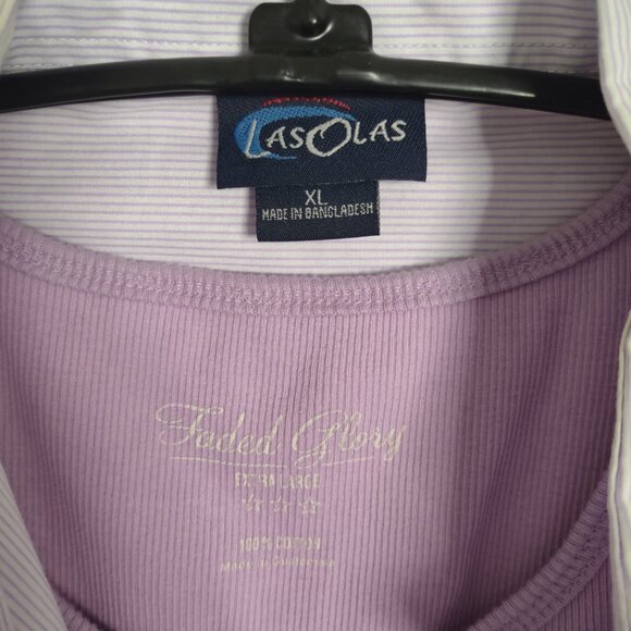 2-Piece Shirt & Tank Top Set Lavender Sz XL LasOlas + Faded Glory - Picture 5 of 7